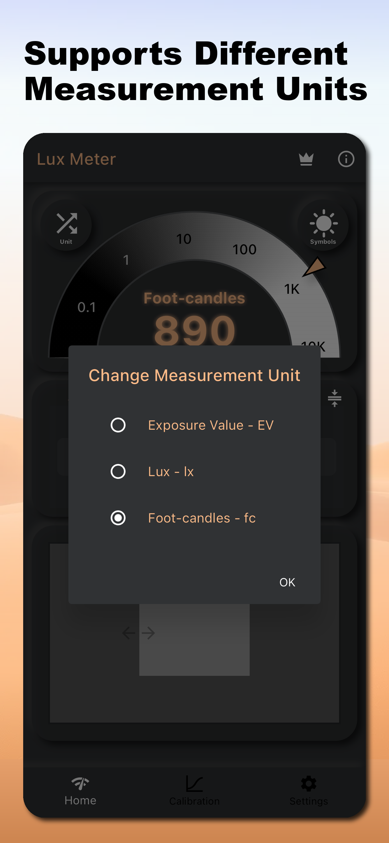 Lux Meter - Light Exposure Calculator Screenshot